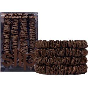 Slip Dark Brown Hair Ties. Silk Skinny Scrunchies.